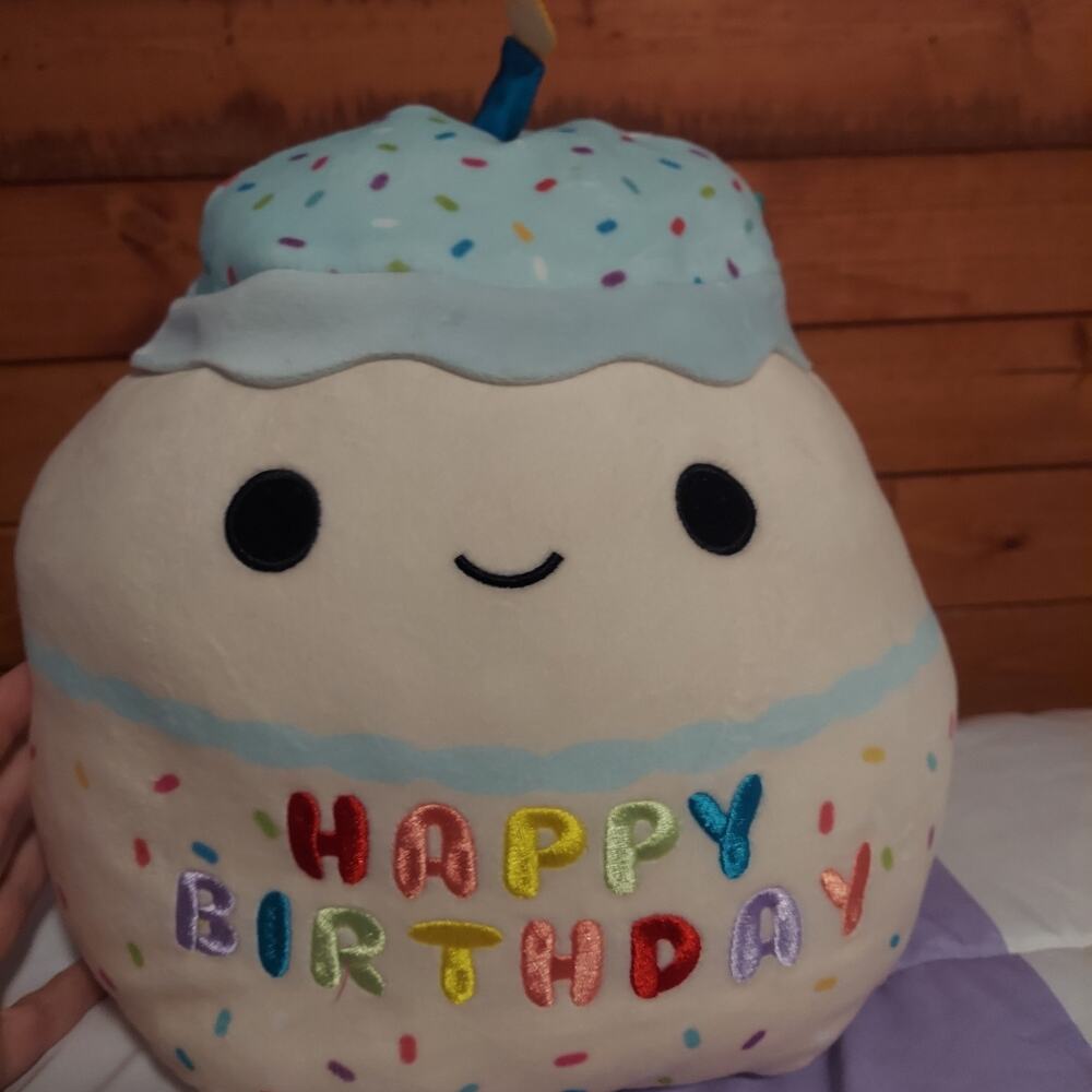 Squishmallows Original 10" Kiks Blue & White Birthday Cake Ultra Soft Plush Toy